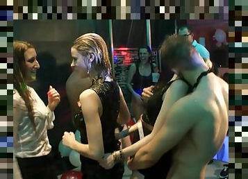 Hardcore sex with cock sucking bimbos in a nightclub