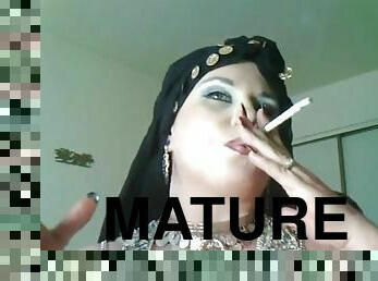 Smoking mature lady