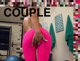 Blonde with the most perfect ass getting stuffed in the gym