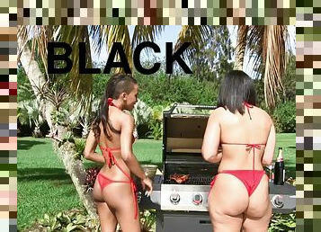 Barbecuing black bitches want some white meat in them
