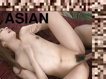 Asian cutie sucks a dick and gets fucked in all known positions