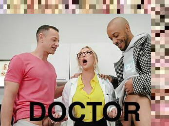 Blonde doctor Tiffany Watson enjoys during hardcore threesome