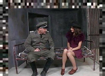 WW2 cosplay sex with pretty brunette Foxy Di and Nazi officer