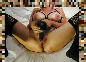 Amateur wife and her black dildo have fun