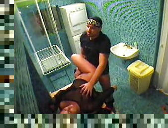 Couple banging in bathroom voyeur video