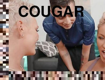 Appetizing cougars use skinny youngster as a sex toy