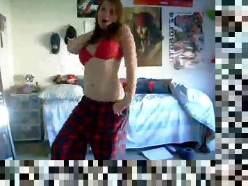 Teen dancing in her undies in her room