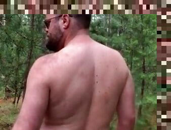 Showing my naked ass in the forest