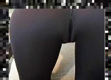 Teen pawg in tight leggings shows off fat ass and cameltoe pov