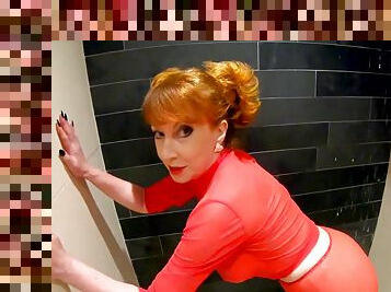 Shower play with busty mature Red XXX