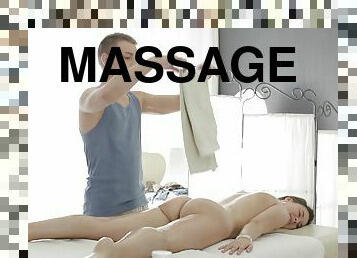 Sensual massage prepares the captivating girl for the penetration