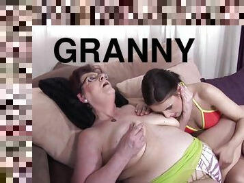 Granny lesbian licking juicy pussy lovely in close up