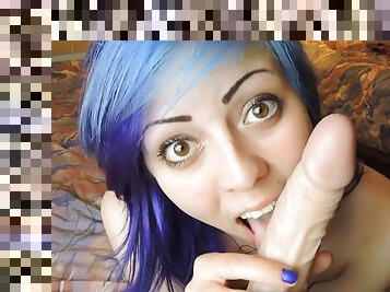 Petite Blue Haired Teen Blows And Fucks - Rubber