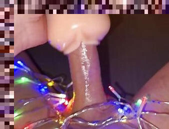 masturbaatio, orgasmi, valtava-mulkku, lelu, käsihomma, koosteet, mälli, joulu, mulkku