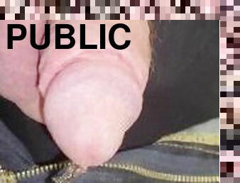 Anal Plug and Cock Cage Make Me Squirt Precum and Piss in Public Bathroom!