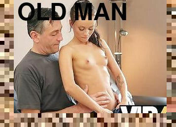 OLD4K. Sexy woman with dark hair is penetrated by the old man
