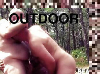 BEARFILMS Intense Outdoor 3some Bareback With Horny Bears