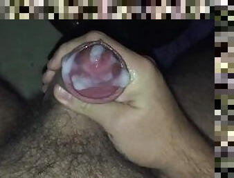 Stroking my thick hairy arab hot cock till I make my dick cum!
