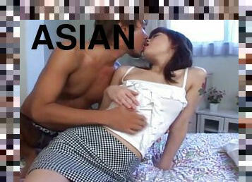Slim Asian girl gets fucked and creampied in a bedroom