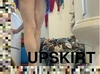 Changing laundry in skimpy lingerie and cute ankle socks