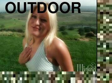 Amazing outdoor with a charming blond siren Heather Gables