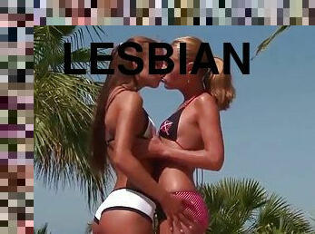 Hot lesbian scene in the pool