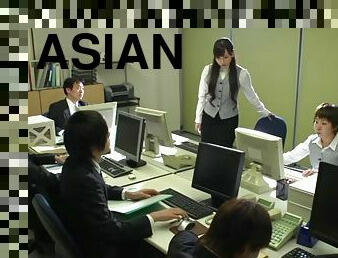 Asian office girl gets her face fucked hardcore at work
