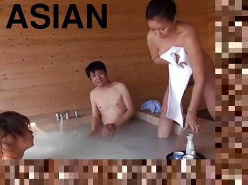 Delicious Asian MILF Goes Hardcore With Two Guys In A MMF