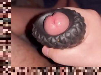 Big cock filling pocket pussy with  cum