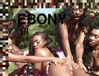 hot ebony babes in outdoor group sex orgy - black tits