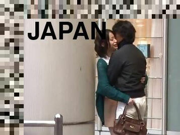 Kaede Niiyama the hot Japanese blows a dick in public restroom
