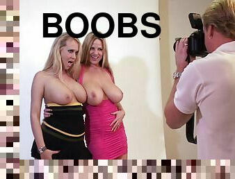 Dazzling collage babes making a nice look of their boobs for a snap waiting thorough fucking