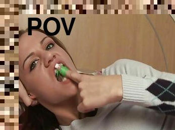Succulent Addison St. James Plays With Gum In A Solo Model Clip
