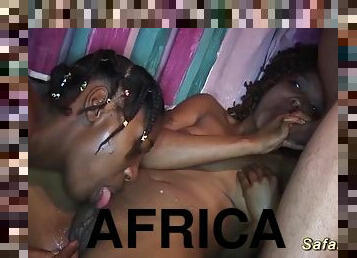 hot chocolade african threesome fuck orgy on a german big cock