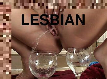 Lesbians piss on each other while playing with their toys