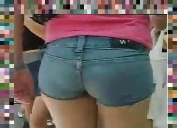 Asses in booty shorts in public