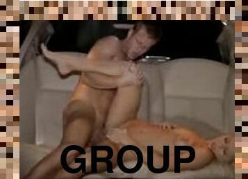 Hot group sex with babes in a limo