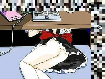 Slutty hentai maid half naked tries to escape perverted captor