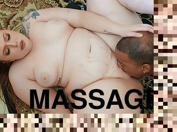 Horny bbw Mia Dior enjoys interracial NURU massage
