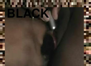 Extreme close up on black pussy masturbating