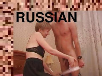 Lonely Russian granny is seduced into giving a blowjob and kinky sex