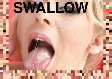 Blonde Slut Sucks Dick & Swallows Cum.