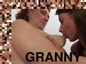 Granny Belinde bend over having her asshole licked in mature scene