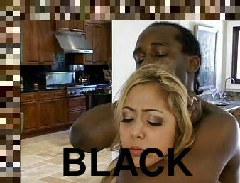 Black dude grabs Kat's neck as he nails her anal hardcore in a steamy interracial sex