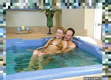 This date takes place in cafe then moves to the hot tub and involves dirty moaning