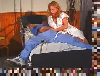 Busty blonde nurse seduces a patient and fucks him