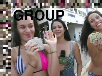 Group sex for cash with salacious Stella May and her GFs