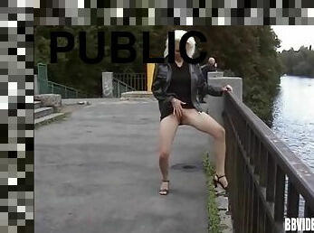 Bitches showing their cunts in public through pantyhose