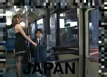 Japanese milf Yuma Asami gets mouth-fucked in a public bus