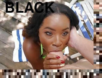 Naomi Foxxx - Lotion Motion - Big black tits outdoors